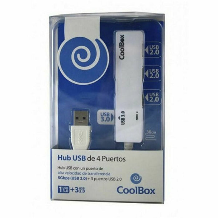 Hub USB 3 Porturi CoolBox COO-H413 Alb Negru
