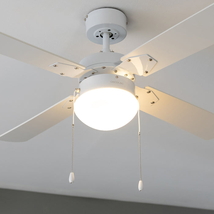 Ventilator de tavan cu iluminare Cecotec EnergySilence Aero 450 FullWhite, 50 W, 107 × 107 × 37 cm, 3 trepte, alb