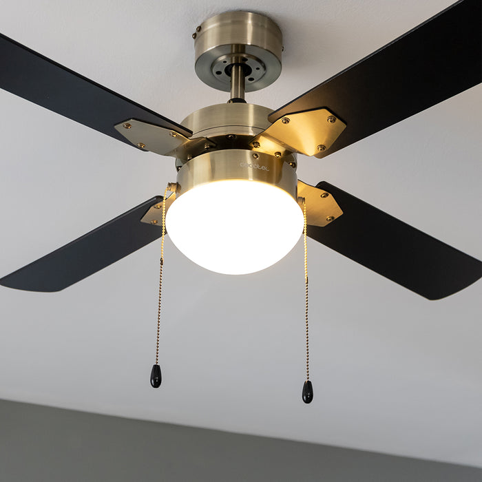 Ventilator de tavan cu iluminare Cecotec EnergySilence Aero 450 GoldBlack, 50 W, diametru 106 cm, 3 trepte