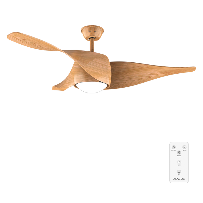 Ventilator de tavan cu iluminare Cecotec EnergySilence Aero 5290 LightWood, 40 W, diametru 132 cm, 6 trepte