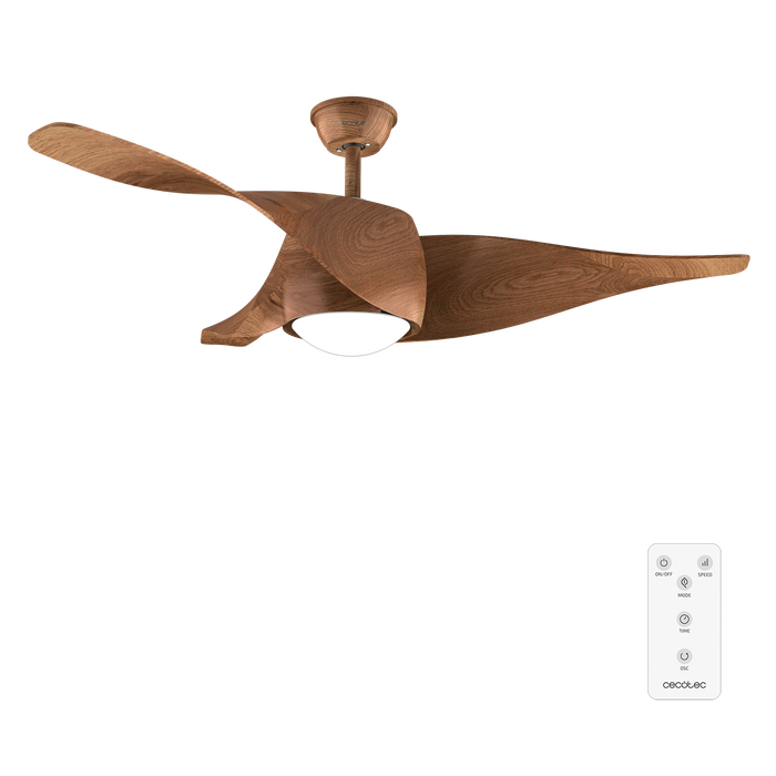 Ventilator de tavan cu lumină Cecotec EnergySilence Aero 5290 BlackWood, 40 W, diametru 132 cm, 6 trepte