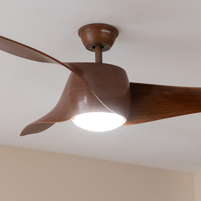 Ventilator de tavan cu lumină Cecotec EnergySilence Aero 5290 BlackWood, 40 W, diametru 132 cm, 6 trepte