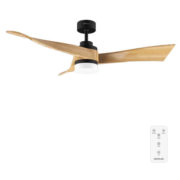 Ventilator de tavan cu iluminare Cecotec EnergySilence Aero 5285 LightWood, 40 W, diametru 140 cm, 6 trepte, LED 18 W