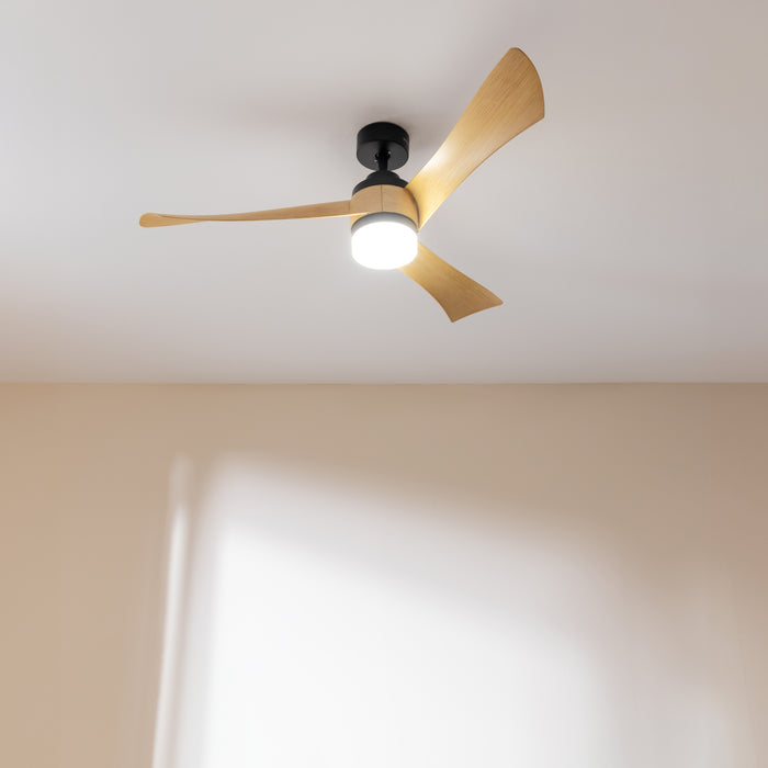 Ventilator de tavan cu iluminare Cecotec EnergySilence Aero 5285 LightWood, 40 W, diametru 140 cm, 6 trepte, LED 18 W