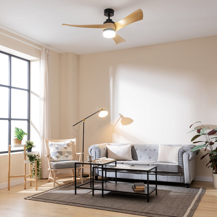 Ventilator de tavan cu iluminare Cecotec EnergySilence Aero 5285 LightWood, 40 W, diametru 140 cm, 6 trepte, LED 18 W