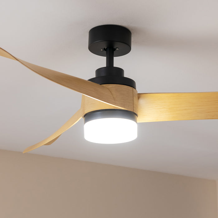 Ventilator de tavan cu iluminare Cecotec EnergySilence Aero 5285 LightWood, 40 W, diametru 140 cm, 6 trepte, LED 18 W