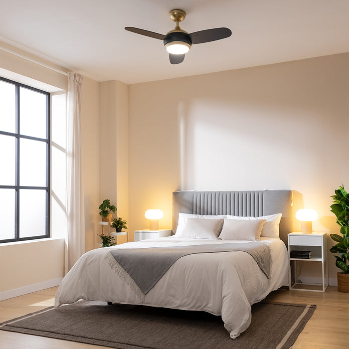 Ventilator de tavan cu iluminare Cecotec EnergySilence Aero 4265 GoldBlack, 65 W, diametru 106 cm, 3 trepte, LED 18 W