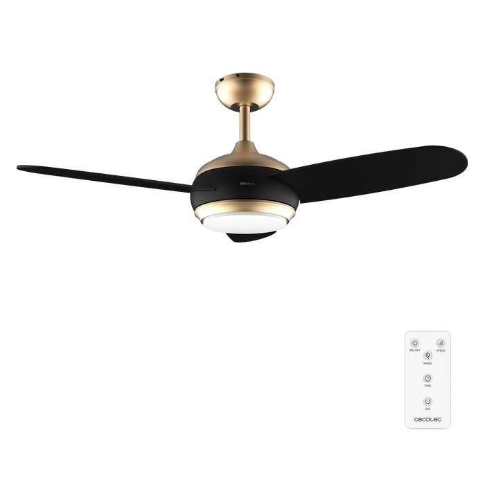 Ventilator de tavan cu iluminare Cecotec EnergySilence Aero 4265 GoldBlack, 65 W, diametru 106 cm, 3 trepte, LED 18 W