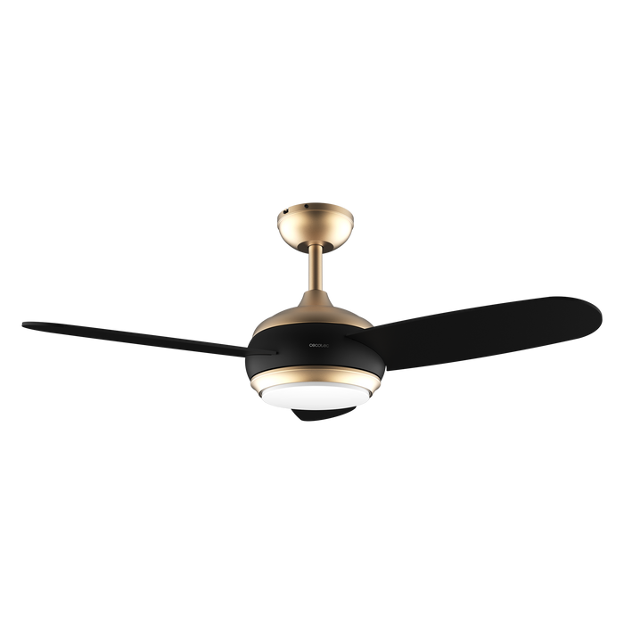Ventilator de tavan cu iluminare Cecotec EnergySilence Aero 4265 GoldBlack, 65 W, diametru 106 cm, 3 trepte, LED 18 W