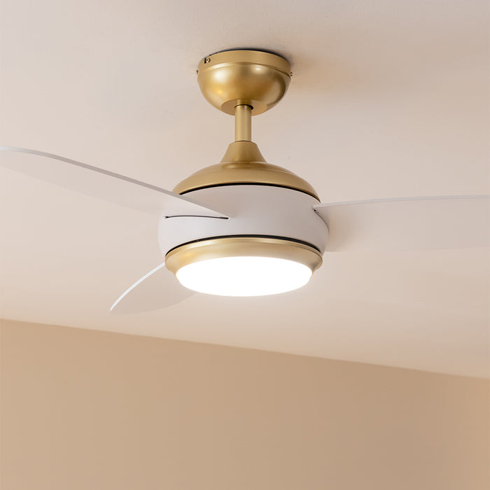 Ventilator de tavan cu iluminare Cecotec EnergySilence Aero 4265 GoldWhite, 65 W, diametru 106 cm, 3 trepte, alb-auriu