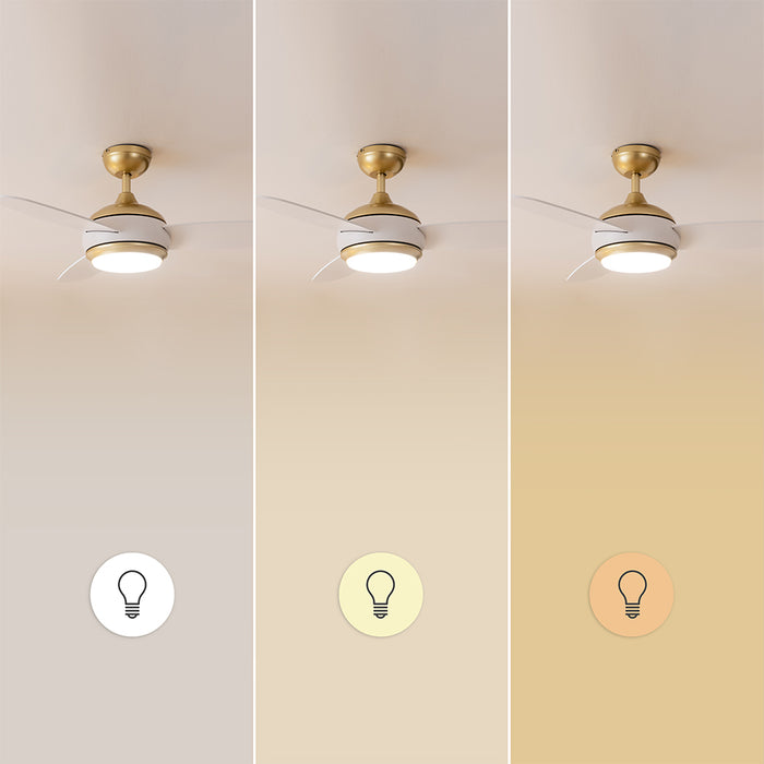 Ventilator de tavan cu iluminare Cecotec EnergySilence Aero 4265 GoldWhite, 65 W, diametru 106 cm, 3 trepte, alb-auriu