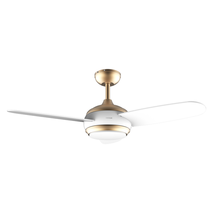 Ventilator de tavan cu iluminare Cecotec EnergySilence Aero 4265 GoldWhite, 65 W, diametru 106 cm, 3 trepte, alb-auriu
