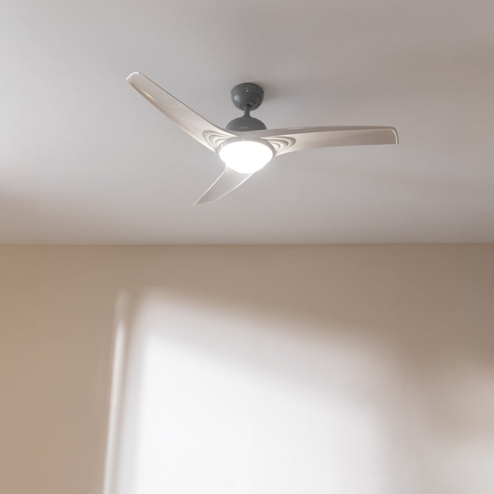 Ventilator de tavan cu lumină LED Cecotec EnergySilence Aero 560 IronWhite, 60 W, diametru 132 cm, 3 trepte, alb
