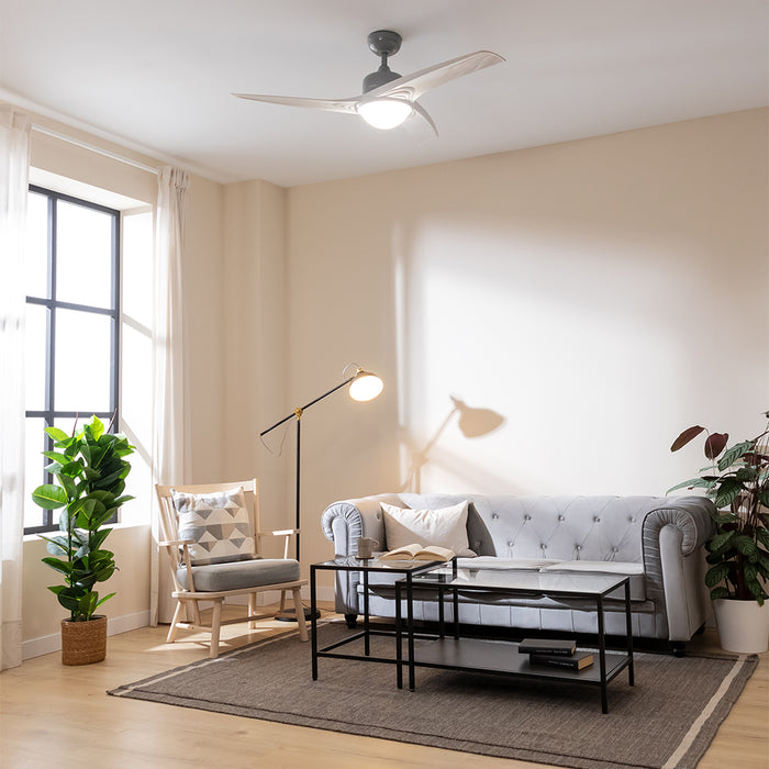 Ventilator de tavan cu lumină LED Cecotec EnergySilence Aero 560 IronWhite, 60 W, diametru 132 cm, 3 trepte, alb