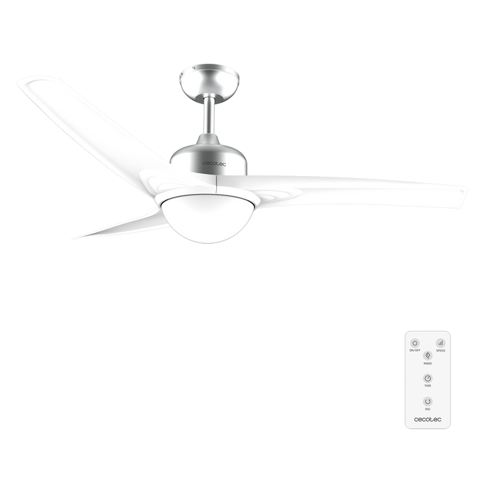 Ventilator de tavan cu lumină LED Cecotec EnergySilence Aero 560 IronWhite, 60 W, diametru 132 cm, 3 trepte, alb