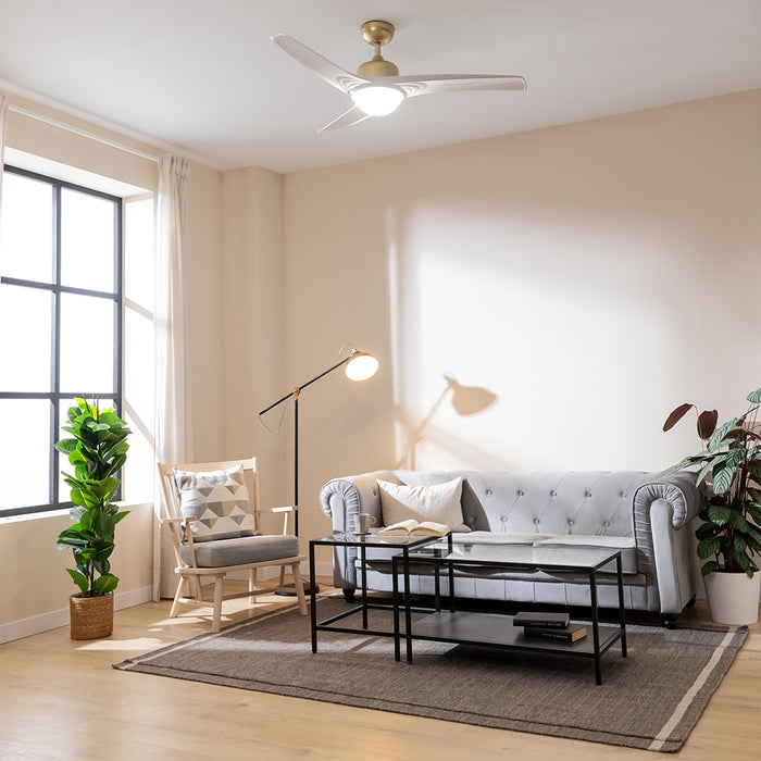 Ventilator de tavan cu lumină Cecotec EnergySilence Aero 560 GoldWhite, 60 W, diametru 132 cm, 3 trepte