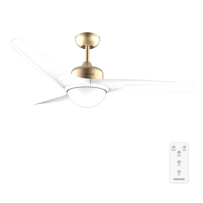 Ventilator de tavan cu lumină Cecotec EnergySilence Aero 560 GoldWhite, 60 W, diametru 132 cm, 3 trepte