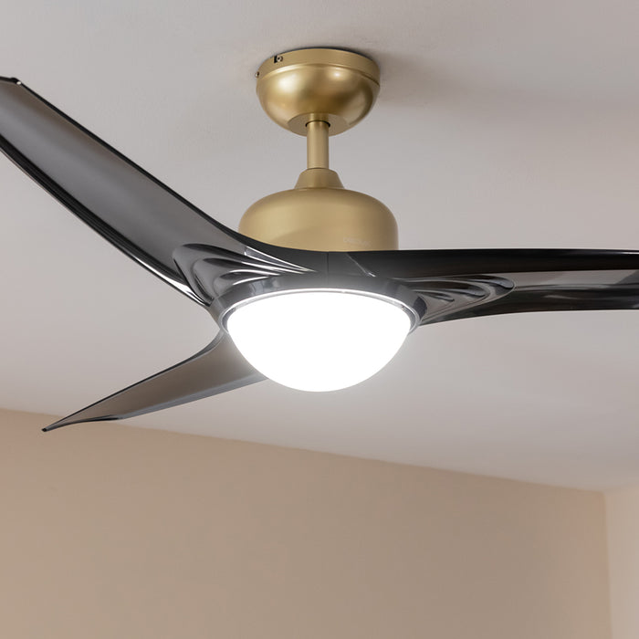 Ventilator de tavan cu iluminare Cecotec EnergySilence Aero 560 GoldBlack, 60 W, diametru 132 cm, 3 viteze, LED 18 W