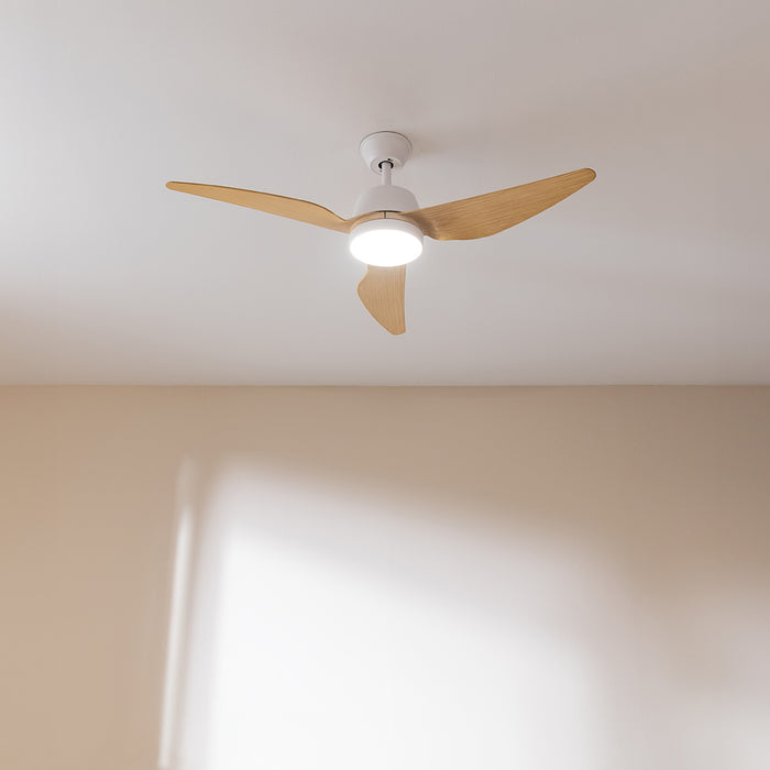Ventilator de tavan cu iluminare Cecotec EnergySilence Aero 5250 LightWood, 62 W, diametru 122 cm, 3 trepte, lampă LED de 18 W