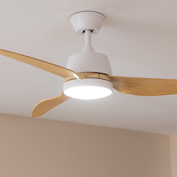 Ventilator de tavan cu iluminare Cecotec EnergySilence Aero 5250 LightWood, 62 W, diametru 122 cm, 3 trepte, lampă LED de 18 W