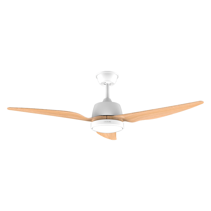Ventilator de tavan cu iluminare Cecotec EnergySilence Aero 5250 LightWood, 62 W, diametru 122 cm, 3 trepte, lampă LED de 18 W