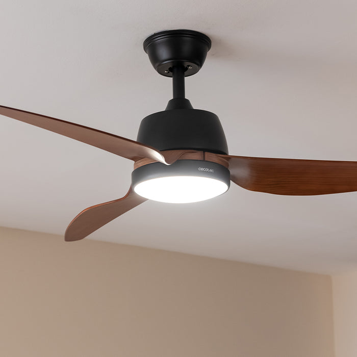 Ventilator de tavan cu lumină Cecotec EnergySilence Aero 5250 BlackWood, 62 W, diametru 122 cm, 3 viteze