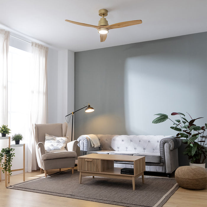 Ventilator de tavan cu lampă Cecotec EnergySilence Aero 5295 GoldWhite, 35 W, diametru 132 cm, 6 trepte