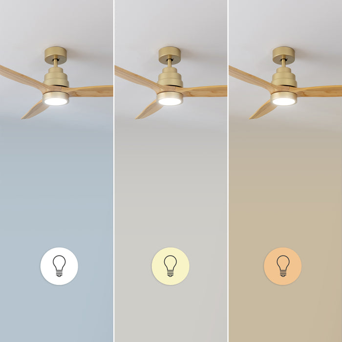 Ventilator de tavan cu lampă Cecotec EnergySilence Aero 5295 GoldWhite, 35 W, diametru 132 cm, 6 trepte