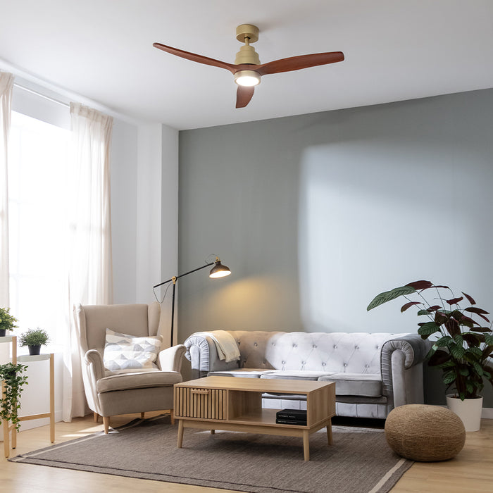 Ventilator de tavan cu iluminare Cecotec EnergySilence Aero 5295 GoldBlack, 35 W, diametru 132 cm, 6 trepte