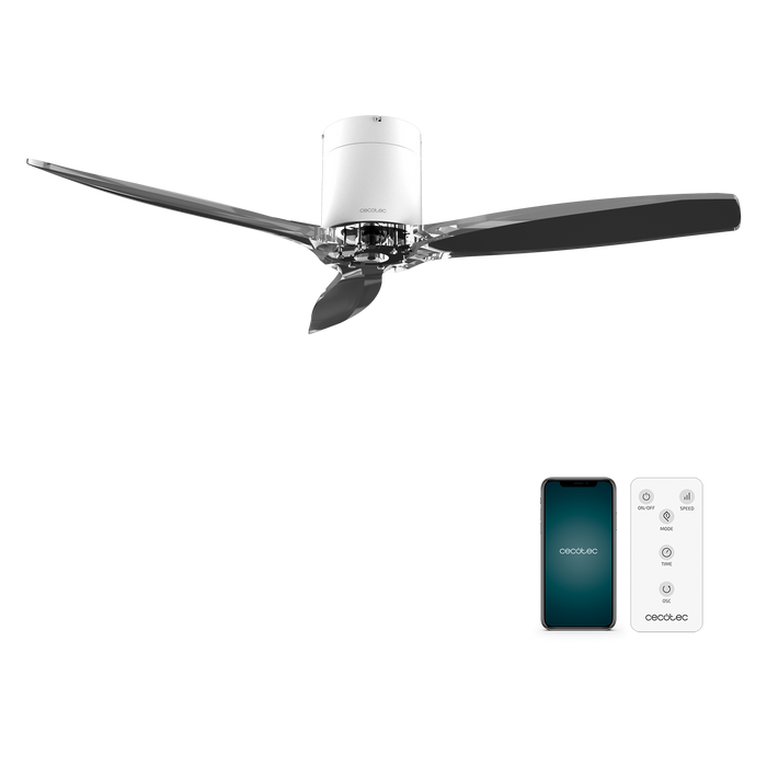 Ventilator de tavan Cecotec EnergySilence Aero 5285 WhiteTransparent, 40 W, diametru 132 cm, 6 trepte