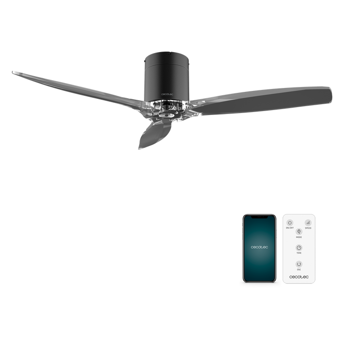 Ventilator de tavan Cecotec EnergySilence Aero 5285 BlackTransparent, 40 W, diametru 132 cm, 6 trepte, IP44