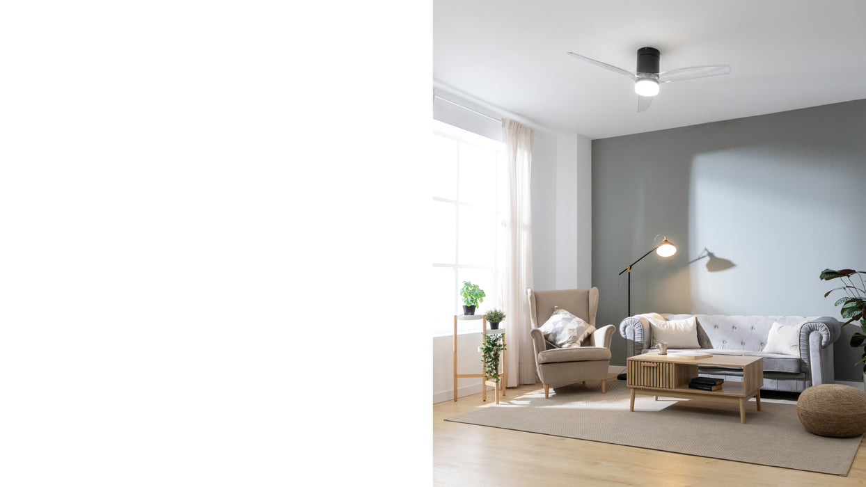 Ventilator de tavan cu iluminare Cecotec EnergySilence Aero 5650 Black&Transparent, 40 W, 132 cm, 6 trepte