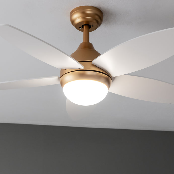 Ventilator de tavan cu lampă Cecotec EnergySilence Aero 4200 GoldLightWood, 53 W, diametru 106 cm, 3 trepte, telecomandă