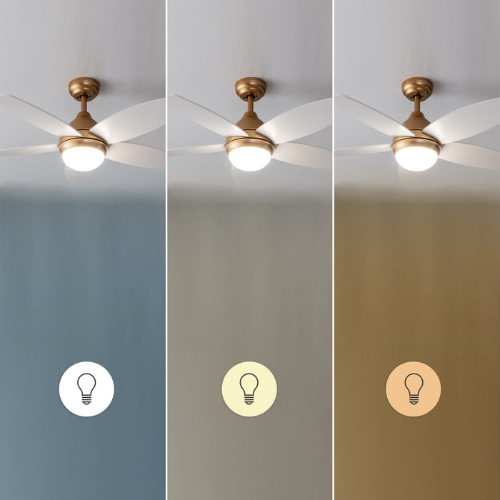 Ventilator de tavan cu lampă Cecotec EnergySilence Aero 4200 GoldLightWood, 53 W, diametru 106 cm, 3 trepte, telecomandă