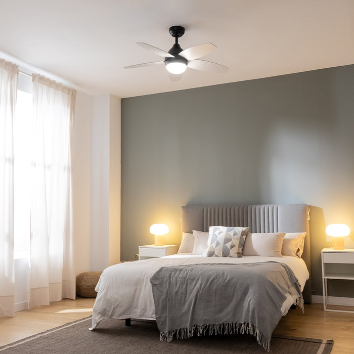 Ventilator de tavan cu iluminare Cecotec EnergySilence Aero 4200 Black&LightWood, 53 W, diametru 106 cm, 3 viteze