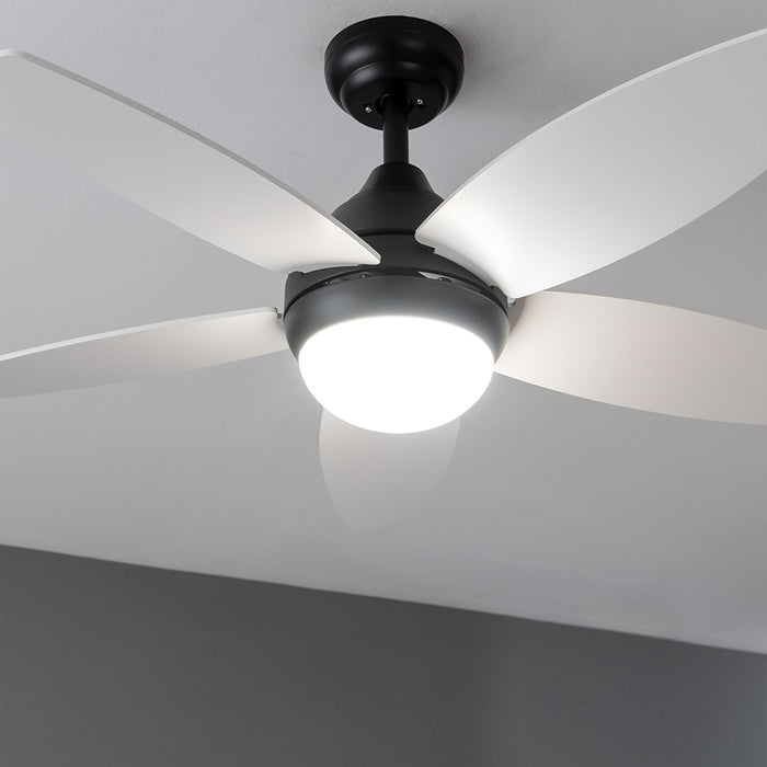 Ventilator de tavan cu iluminare Cecotec EnergySilence Aero 4200 Black&LightWood, 53 W, diametru 106 cm, 3 viteze