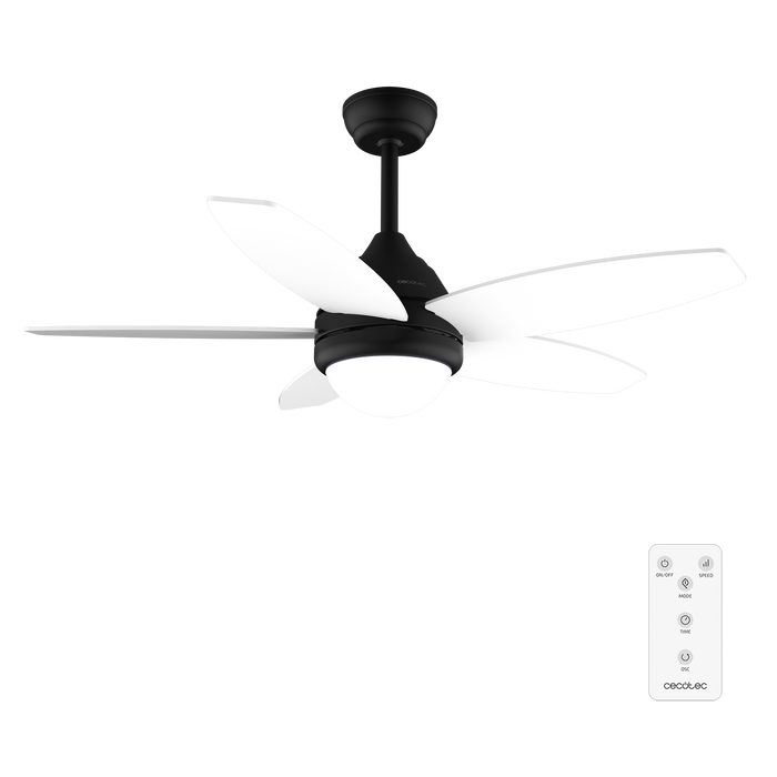 Ventilator de tavan cu iluminare Cecotec EnergySilence Aero 4200 Black&LightWood, 53 W, diametru 106 cm, 3 viteze