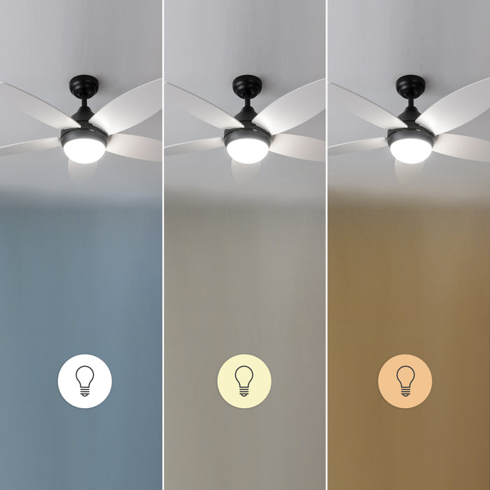 Ventilator de tavan cu iluminare Cecotec EnergySilence Aero 4200 Black&LightWood, 53 W, diametru 106 cm, 3 viteze