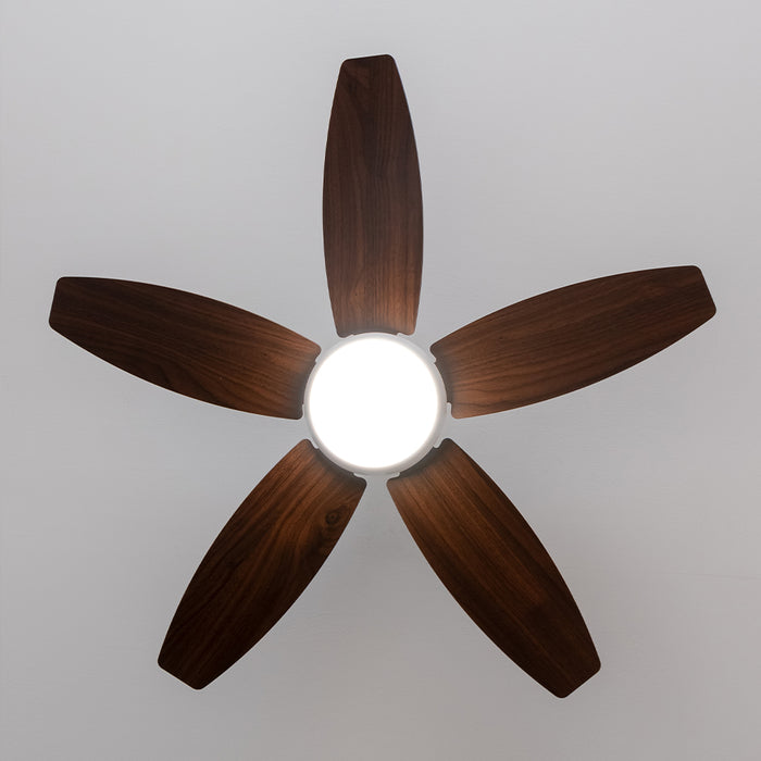 Ventilator de tavan cu iluminare Cecotec EnergySilence Aero 4200 White&DarkWood, 53 W, diametru 106 cm, 3 trepte