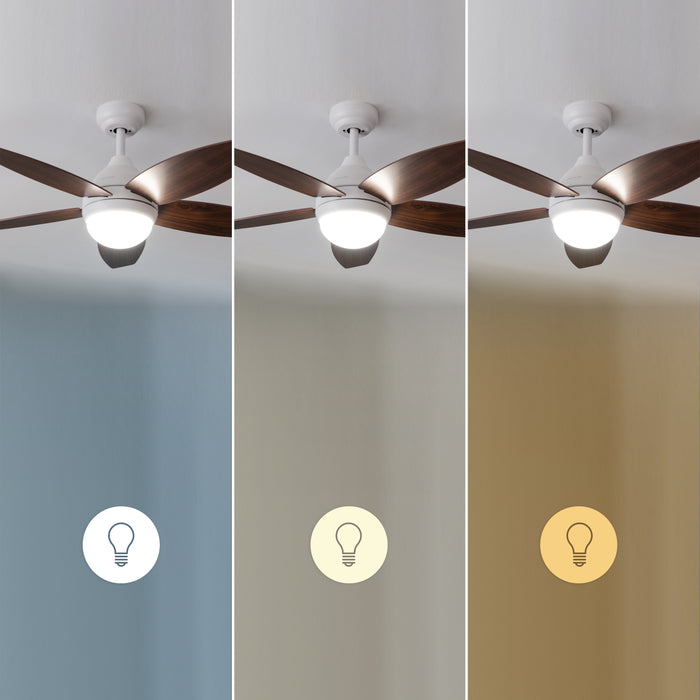 Ventilator de tavan cu iluminare Cecotec EnergySilence Aero 4200 White&DarkWood, 53 W, diametru 106 cm, 3 trepte