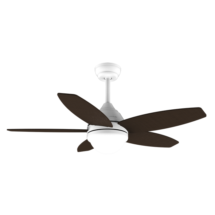 Ventilator de tavan cu iluminare Cecotec EnergySilence Aero 4200 White&DarkWood, 53 W, diametru 106 cm, 3 trepte