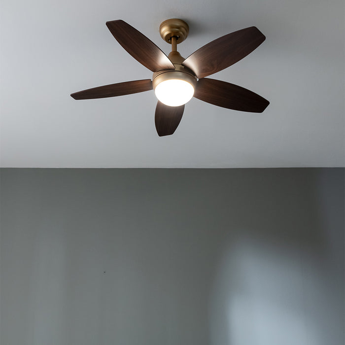 Ventilator de tavan cu lumină Cecotec EnergySilence Aero 4200 GoldDarkWood, 53 W, diametru 106 cm, 3 trepte, LED 15 W