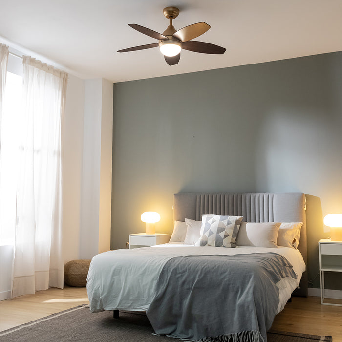 Ventilator de tavan cu lumină Cecotec EnergySilence Aero 4200 GoldDarkWood, 53 W, diametru 106 cm, 3 trepte, LED 15 W