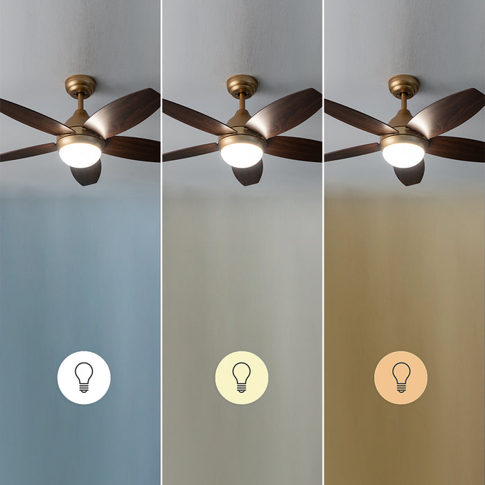 Ventilator de tavan cu lumină Cecotec EnergySilence Aero 4200 GoldDarkWood, 53 W, diametru 106 cm, 3 trepte, LED 15 W