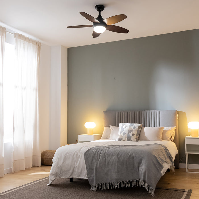 Ventilator de tavan cu iluminare Cecotec EnergySilence Aero 4200 Black&DarkWood, 53 W, diametru 106 cm, 3 trepte