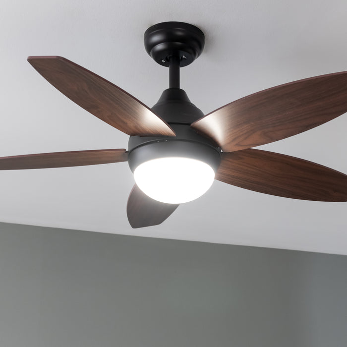 Ventilator de tavan cu iluminare Cecotec EnergySilence Aero 4200 Black&DarkWood, 53 W, diametru 106 cm, 3 trepte