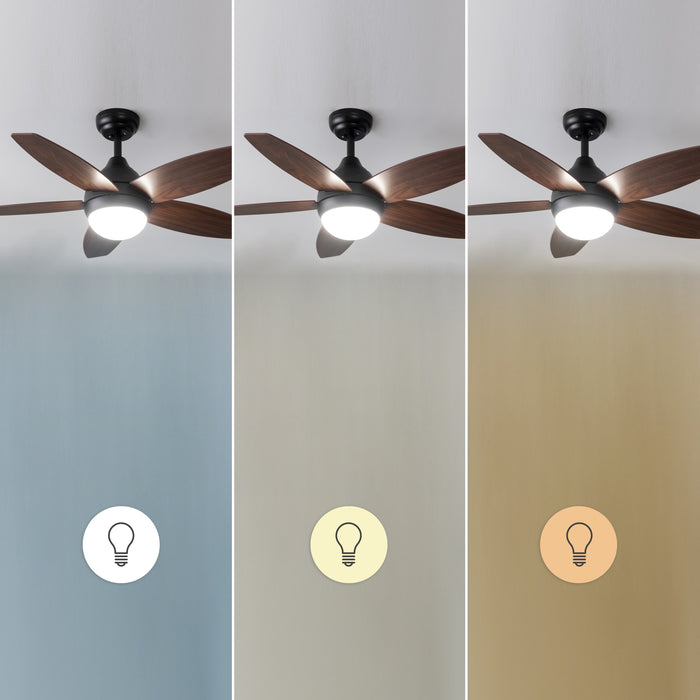 Ventilator de tavan cu iluminare Cecotec EnergySilence Aero 4200 Black&DarkWood, 53 W, diametru 106 cm, 3 trepte
