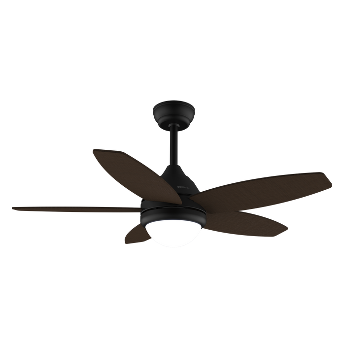 Ventilator de tavan cu iluminare Cecotec EnergySilence Aero 4200 Black&DarkWood, 53 W, diametru 106 cm, 3 trepte