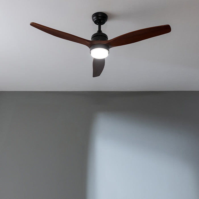 Ventilator de tavan cu iluminare Cecotec EnergySilence Aero 5230 DarkWood, 40 W, diametru 132 cm, 6 viteze