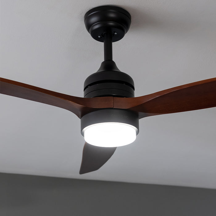 Ventilator de tavan cu iluminare Cecotec EnergySilence Aero 5230 DarkWood, 40 W, diametru 132 cm, 6 viteze